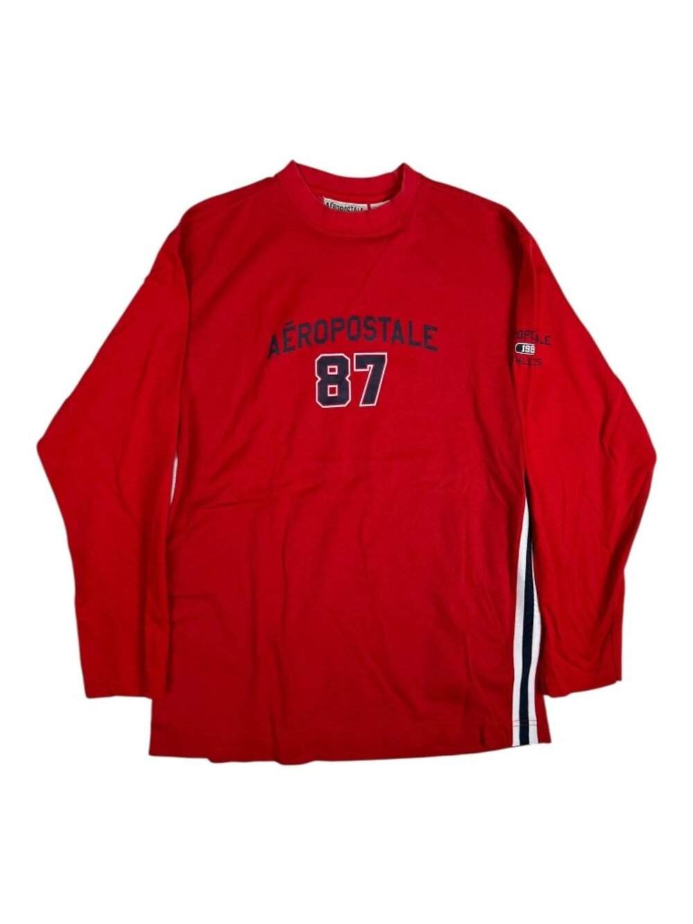 Vintage Aeropostale Long Sleeve Shirt Mens Small Red 87 Athletic Stripe Y2K